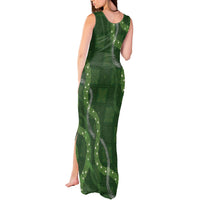 Hawaiian Quilt Tank Maxi Dress Pele Hair Hinahina Lei Green Version