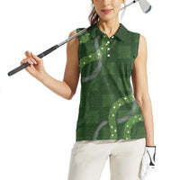 Hawaiian Quilt Women Sleeveless Polo Shirt Pele Hair Hinahina Lei Green Version LT05 - Polynesian Pride
