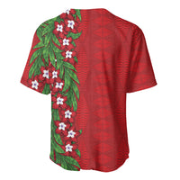 Tonga Language Week Baseball Jersey Heilala Floral Red