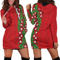 Tonga Language Week Hoodie Dress Heilala Floral Red