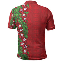 Tonga Language Week Polo Shirt Heilala Floral Red