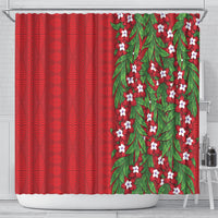 Tonga Language Week Shower Curtain Heilala Floral Red