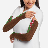 Tonga Language Week Arm Sleeves Heilala Floral Brown