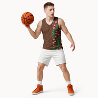 Tonga Language Week Basketball Jersey Heilala Floral Brown