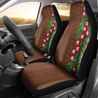 Tonga Language Week Car Seat Cover Heilala Floral Brown