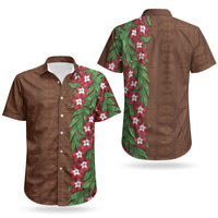 Tonga Language Week Couples Matching Off Shoulder Maxi Dress and Hawaiian Shirt Heilala Floral Brown