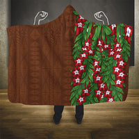 Tonga Language Week Hooded Blanket Heilala Floral Brown