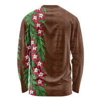 Tonga Language Week Long Sleeve Shirt Heilala Floral Brown