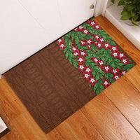 Tonga Language Week Rubber Doormat Heilala Floral Brown