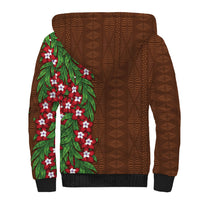 Tonga Language Week Sherpa Hoodie Heilala Floral Brown