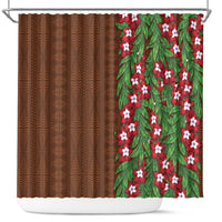 Tonga Language Week Shower Curtain Heilala Floral Brown