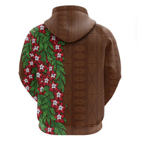 Tonga Language Week Zip Hoodie Heilala Floral Brown