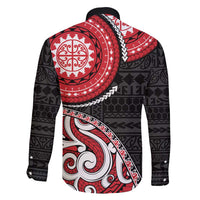 New Zealand Red Maori Koru Simple Style Family Matching Summer Maxi Dress and Hawaiian Shirt LT05 - Polynesian Pride