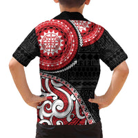 New Zealand Red Maori Koru Simple Style Family Matching Tank Maxi Dress and Hawaiian Shirt LT05 - Polynesian Pride