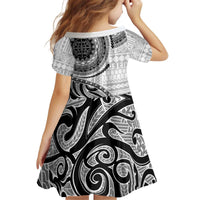 New Zealand White Maori Koru Simple Style Family Matching Off Shoulder Short Dress and Hawaiian Shirt LT05 - Polynesian Pride