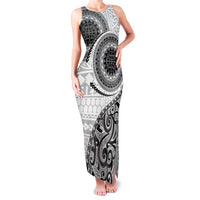 New Zealand White Maori Koru Simple Style Family Matching Tank Maxi Dress and Hawaiian Shirt LT05 Mom's Dress White - Polynesian Pride