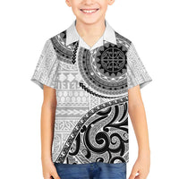 New Zealand White Maori Koru Simple Style Family Matching Tank Maxi Dress and Hawaiian Shirt LT05 Son's Shirt White - Polynesian Pride