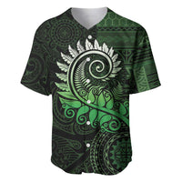 New Zealand Maori Koru Fern Baseball Jersey Spiral Polynesian Style Green LT05 Green - Polynesian Pride