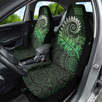 New Zealand Maori Koru Fern Car Seat Cover Spiral Polynesian Style Green