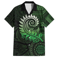 New Zealand Maori Koru Fern Family Matching Summer Maxi Dress and Hawaiian Shirt Spiral Polynesian Style Green LT05 Dad's Shirt - Short Sleeve Green - Polynesian Pride