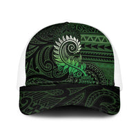 New Zealand Maori Koru Fern Mesh Trucker Cap Spiral Polynesian Style Green LT05 One Size White Green - Polynesian Pride