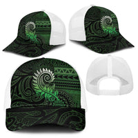 New Zealand Maori Koru Fern Mesh Trucker Cap Spiral Polynesian Style Green - Polynesian Pride
