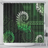 New Zealand Maori Koru Fern Shower Curtain Spiral Polynesian Style Green LT05 - Polynesian Pride