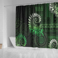 New Zealand Maori Koru Fern Shower Curtain Spiral Polynesian Style Green LT05 - Polynesian Pride