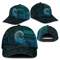 New Zealand Maori Koru Fern Classic Cap Spiral Polynesian Style Aqua Gradient - Polynesian Pride