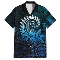 New Zealand Maori Koru Fern Family Matching Short Sleeve Bodycon Dress and Hawaiian Shirt Spiral Polynesian Style Aqua Gradient LT05 Dad's Shirt - Short Sleeve Aqua - Polynesian Pride