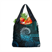 New Zealand Maori Koru Fern Grocery Bag Spiral Polynesian Style Aqua Gradient