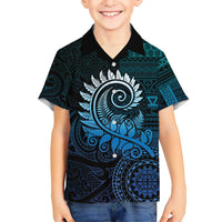 New Zealand Maori Koru Fern Hawaiian Shirt Spiral Polynesian Style Aqua Gradient LT05 - Polynesian Pride