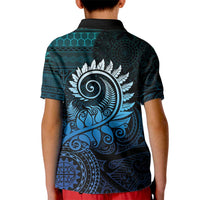New Zealand Maori Koru Fern Kid Polo Shirt Spiral Polynesian Style Aqua Gradient LT05 - Polynesian Pride