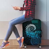 New Zealand Maori Koru Fern Luggage Cover Spiral Polynesian Style Aqua Gradient