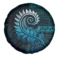 New Zealand Maori Koru Fern Spare Tire Cover Spiral Polynesian Style Aqua Gradient