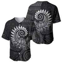 New Zealand Maori Koru Fern Baseball Jersey Spiral Polynesian Style Gray LT05 - Polynesian Pride