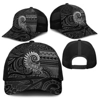 New Zealand Maori Koru Fern Baseball Net Cap Spiral Polynesian Style Gray - Polynesian Pride