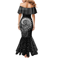New Zealand Maori Koru Fern Family Matching Mermaid Dress and Hawaiian Shirt Spiral Polynesian Style Gray LT05 - Polynesian Pride