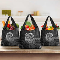 New Zealand Maori Koru Fern Grocery Bag Spiral Polynesian Style Gray