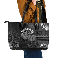 New Zealand Maori Koru Fern Leather Tote Bag Spiral Polynesian Style Gray LT05 - Polynesian Pride