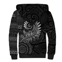 New Zealand Maori Koru Fern Sherpa Hoodie Spiral Polynesian Style Gray