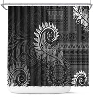 New Zealand Maori Koru Fern Shower Curtain Spiral Polynesian Style Gray LT05 Gray - Polynesian Pride