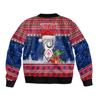 Guam Christmas Sleeve Zip Bomber Jacket Guaman Seal Poinsettia Felis Pasgua LT05 - Polynesian Pride