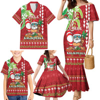 Personalised Hawaii Christmas Family Matching Mermaid Dress and Hawaiian Shirt Funny Santa Claus Surf Mele Kalikimaka LT05 - Polynesian Pride