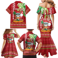 Personalised Hawaii Christmas Family Matching Mermaid Dress and Hawaiian Shirt Funny Santa Claus Surf Mele Kalikimaka LT05 - Polynesian Pride