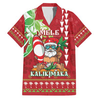 Personalised Hawaii Christmas Family Matching Mermaid Dress and Hawaiian Shirt Funny Santa Claus Surf Mele Kalikimaka LT05 Dad's Shirt - Short Sleeve Red - Polynesian Pride