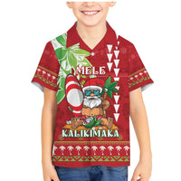 Personalised Hawaii Christmas Family Matching Mermaid Dress and Hawaiian Shirt Funny Santa Claus Surf Mele Kalikimaka LT05 Son's Shirt Red - Polynesian Pride