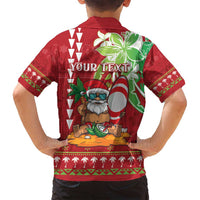 Personalised Hawaii Christmas Family Matching Off Shoulder Maxi Dress and Hawaiian Shirt Funny Santa Claus Surf Mele Kalikimaka LT05 - Polynesian Pride