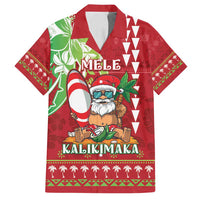 Personalised Hawaii Christmas Family Matching Summer Maxi Dress and Hawaiian Shirt Funny Santa Claus Surf Mele Kalikimaka LT05 Dad's Shirt - Short Sleeve Red - Polynesian Pride