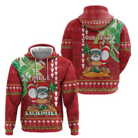 Personalised Hawaii Christmas Zip Hoodie Funny Santa Claus Surf Mele Kalikimaka